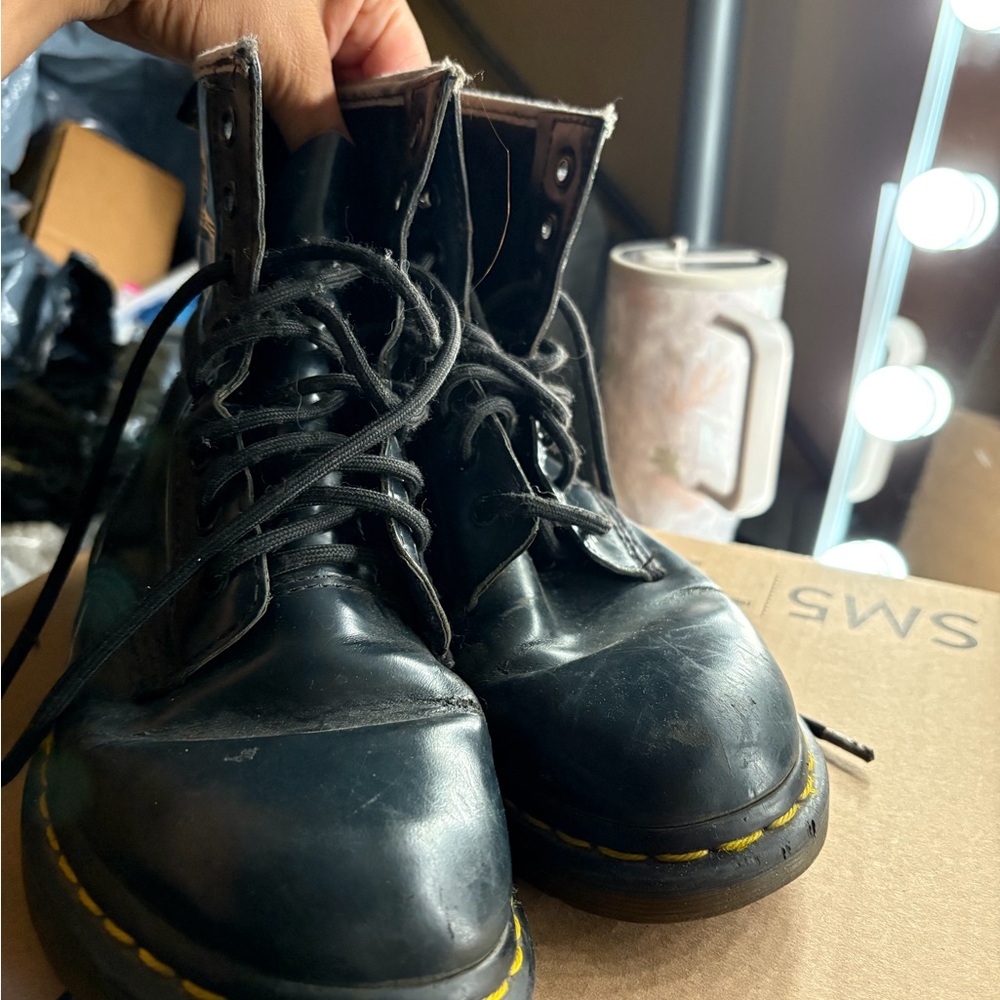 Used Dr. Martens Black Leather Combat Boots